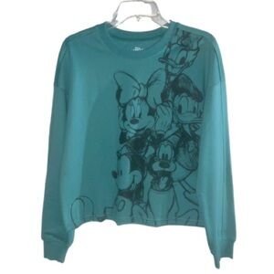 Disney Mickey and Friends Teal Graphic‎ Long Sleeve Novelty Sweatshirt Sz Small